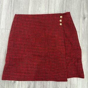 RW&CO. Red Tweed Pencil Skirt with Gold Accents